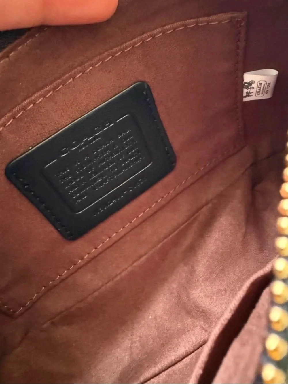 Coach Signature Brown Canvas Shoulder Bag with Gold Chain Strap